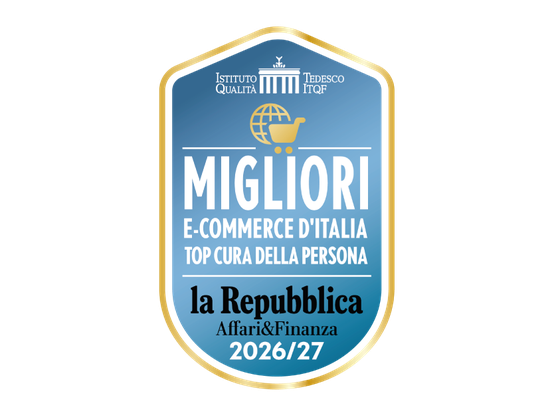 sigillo per i migliori e-commerce d'italia, top cura della persona, rilasciato da La repubblica Affari e finanza.